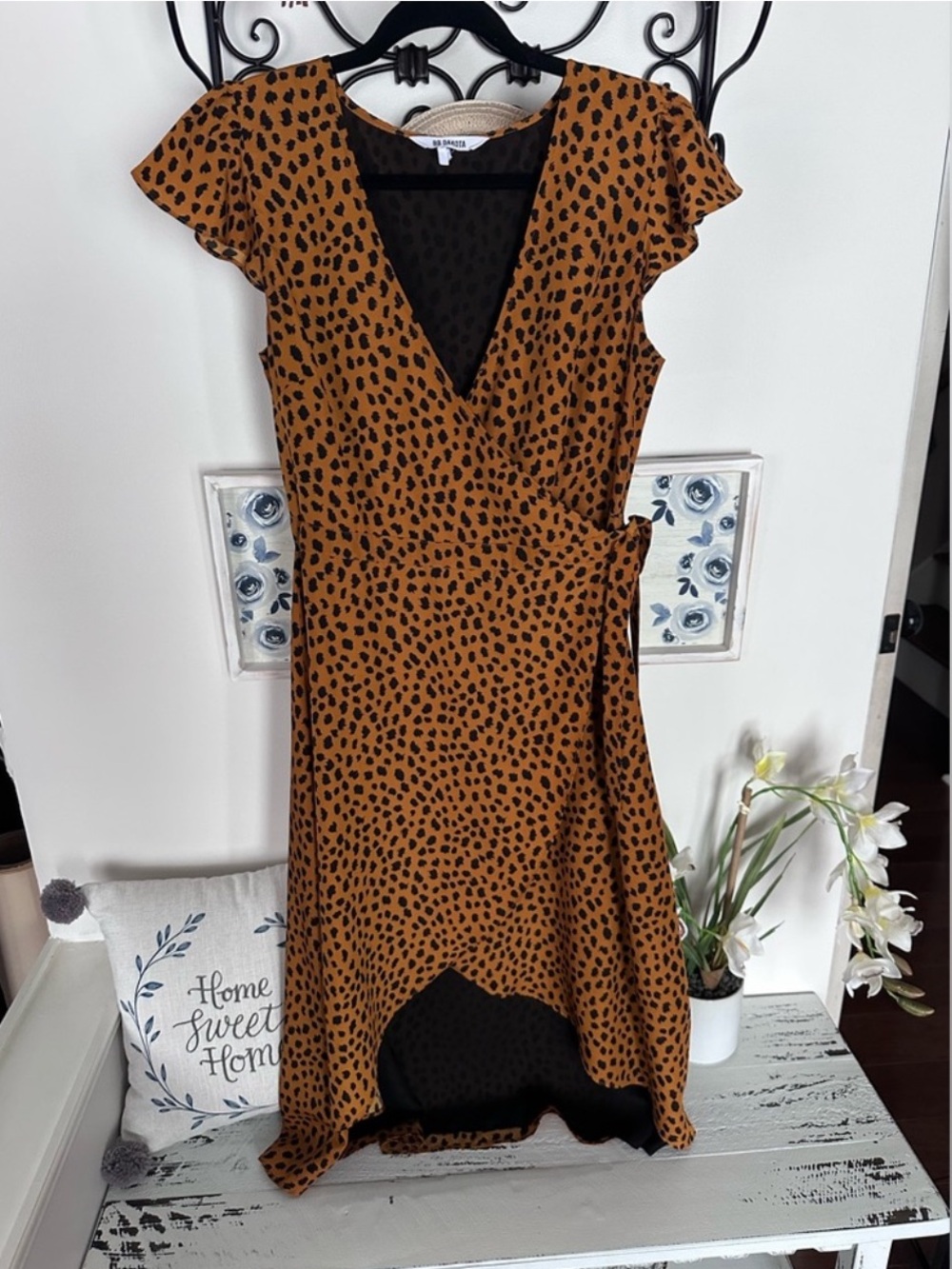BB Dakota Brown High Low Animal Print Wrap Dress - Picture 2 of 7